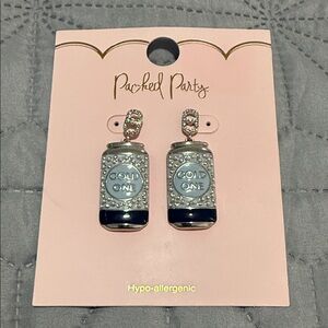 Packed Party Silver and Blue Can Earrings